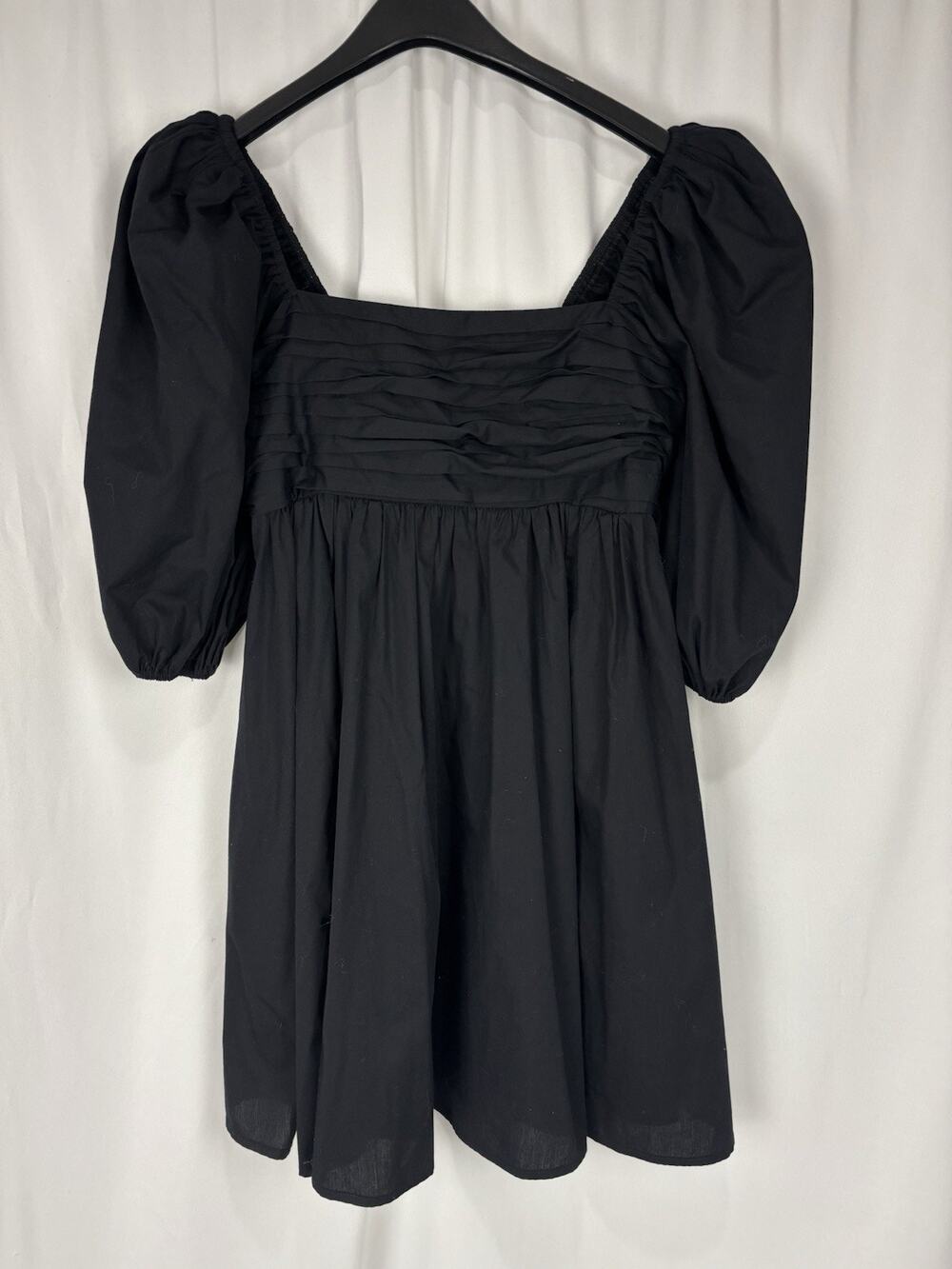 Abercrombie & Fitch Emerson Poplin Ruched Puff Sleeve Mini Dress Black Size XS